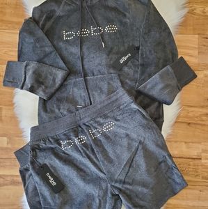 Bebe Velour Jogger Tracksuit Studded Logo Set